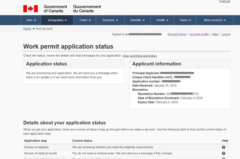 カナダのバイオメトリクス予約フローP15
